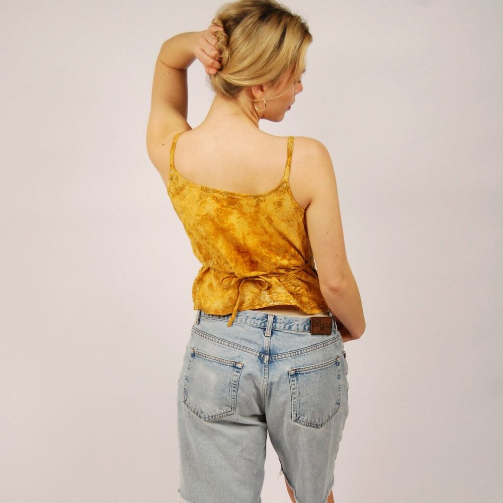 90s Tie Dye Tank Top (M) medium yellow vintage cami boho hippie granola sunshine - Picture 3 of 8
